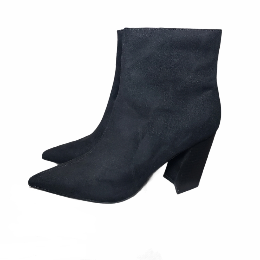 JUST FAB Seude Heeled Ankle Booties Size 9.5
